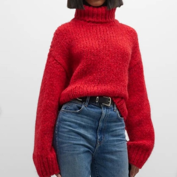Re/Done Sweaters - Re/Done Red Chunky Turtleneck Sweater